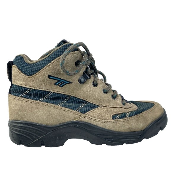 Hi-Tec Lady Idaho Hiking Boots Size 7 Brown Suede Green Cordura Model 4727 - Picture 5 of 10